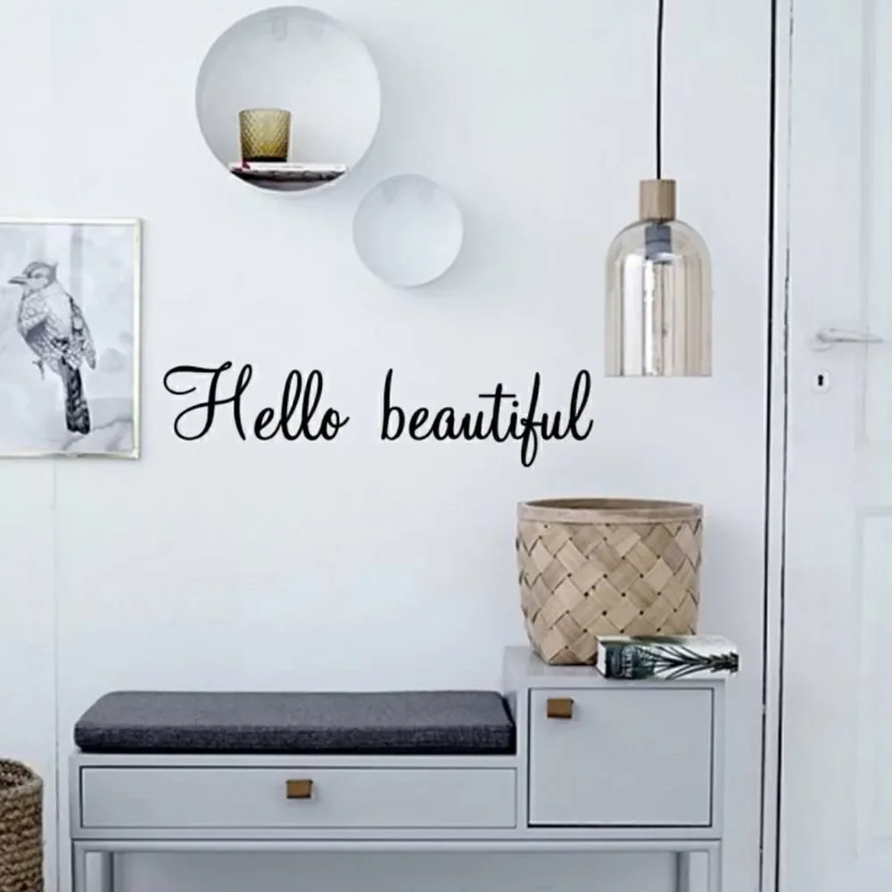 Aesthetic “HELLO BEAUTIFUL” wall sticker